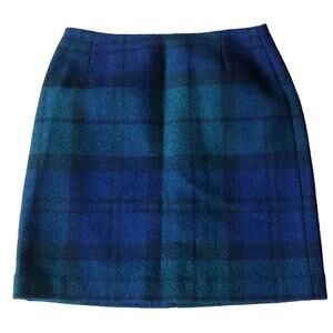 Eddie Bauer Green & navy Wool Plaid skirt size 8